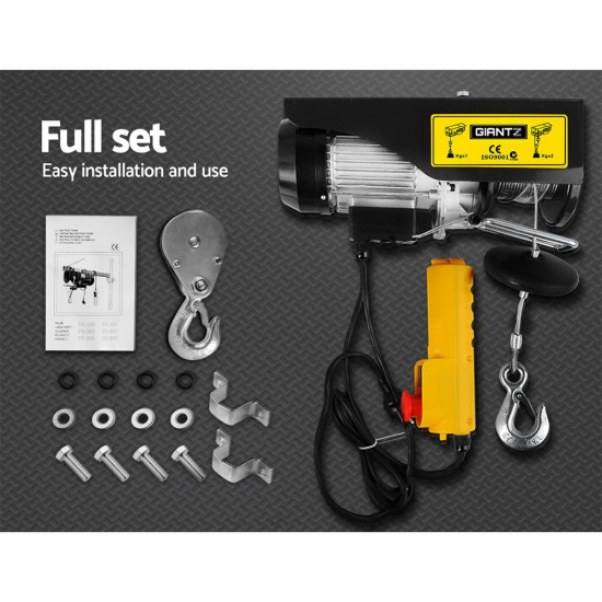 Giantz Electric Hoist Winch – 400/800kg, 1300W, 18m Cable