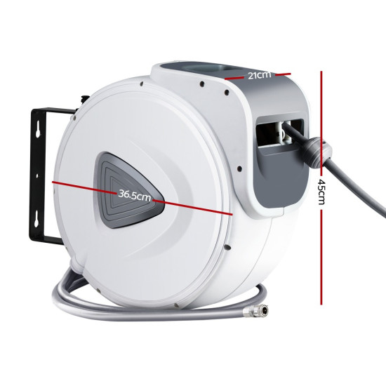 Giantz 10m Retractable Air Hose Reel – Auto Rewind, Wall Mount, 180° Swivel