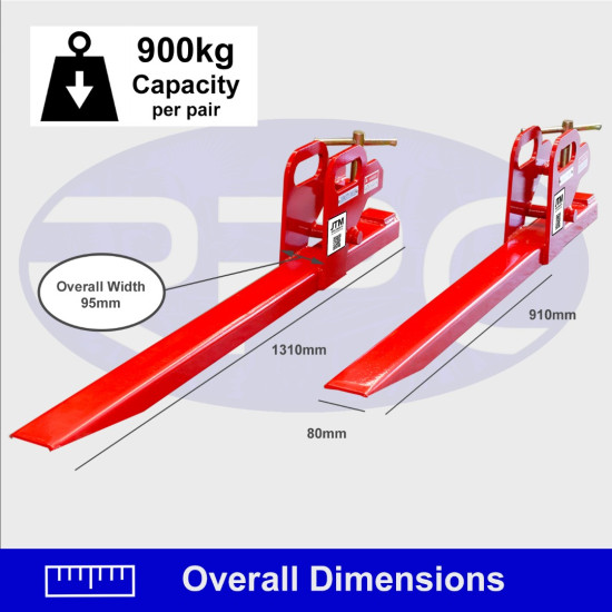 900kg - Front End Loader Bucket Clamp on Fork Extensions