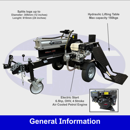 Black Diamond 30‑Ton Petrol Log Splitter – Electric Start, Hydraulic Lift Table, Horizontal/Vertical