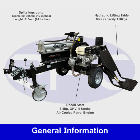 Black Diamond 30‑Ton Petrol Log Splitter – Recoil Start, Hydraulic Lift Table, Horizontal/Vertical